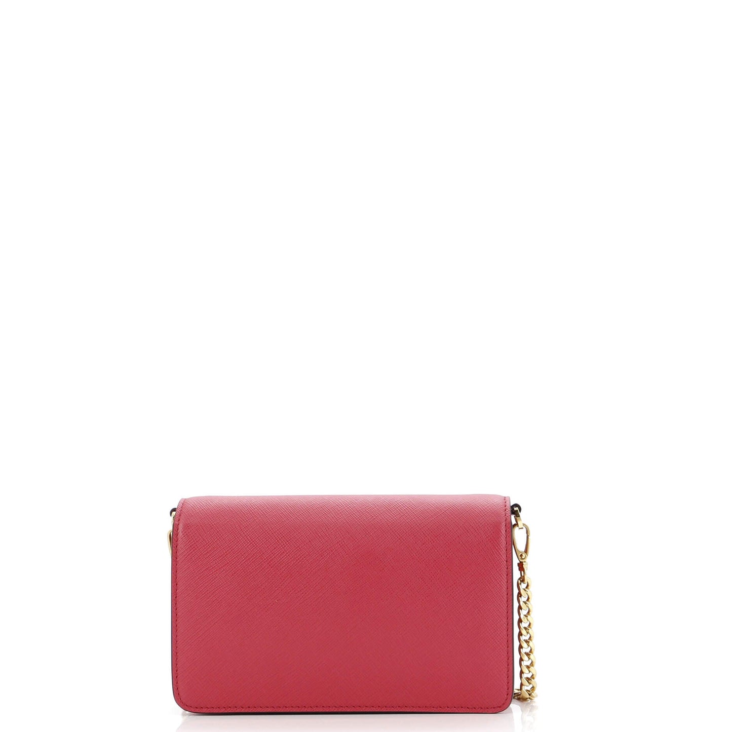 Flip Lock Wallet on Chain Clutch Saffiano Leather Small