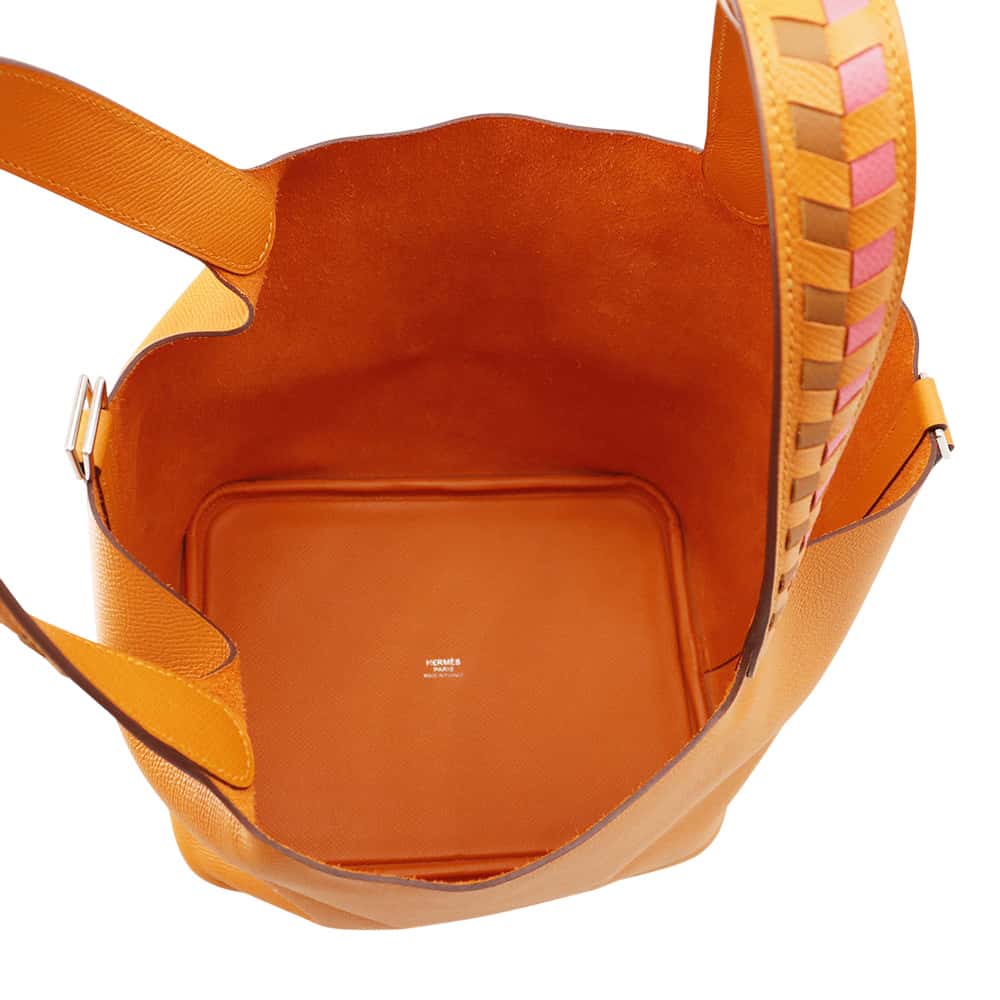 HERMES Picotin Lock Tresage Apricot/Rose Azalee/Gold Epsom Size MM