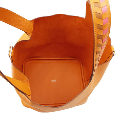 HERMES Picotin Lock Tresage Apricot/Rose Azalee/Gold Epsom Size MM