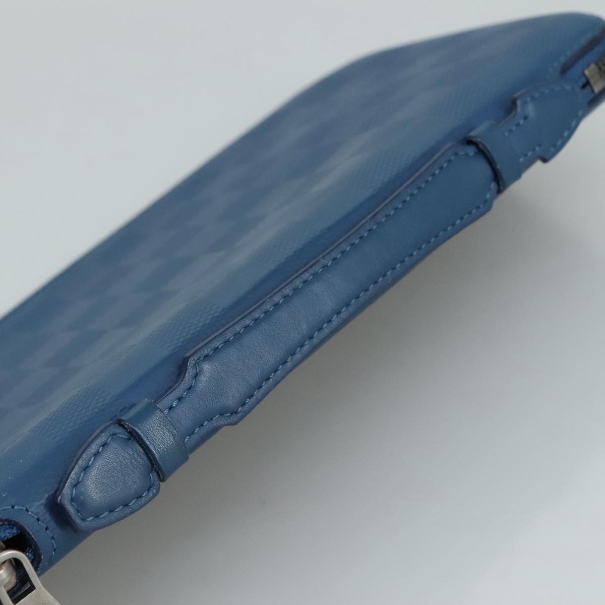 Louis Vuitton Atholl Blue Leather Clutch Bag
