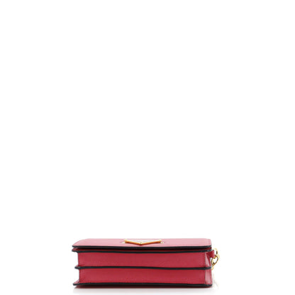 Flip Lock Wallet on Chain Clutch Saffiano Leather Small