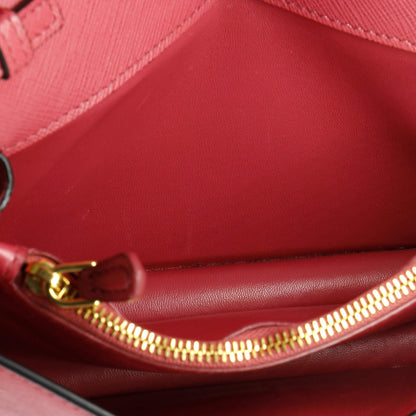 Flip Lock Wallet on Chain Clutch Saffiano Leather Small