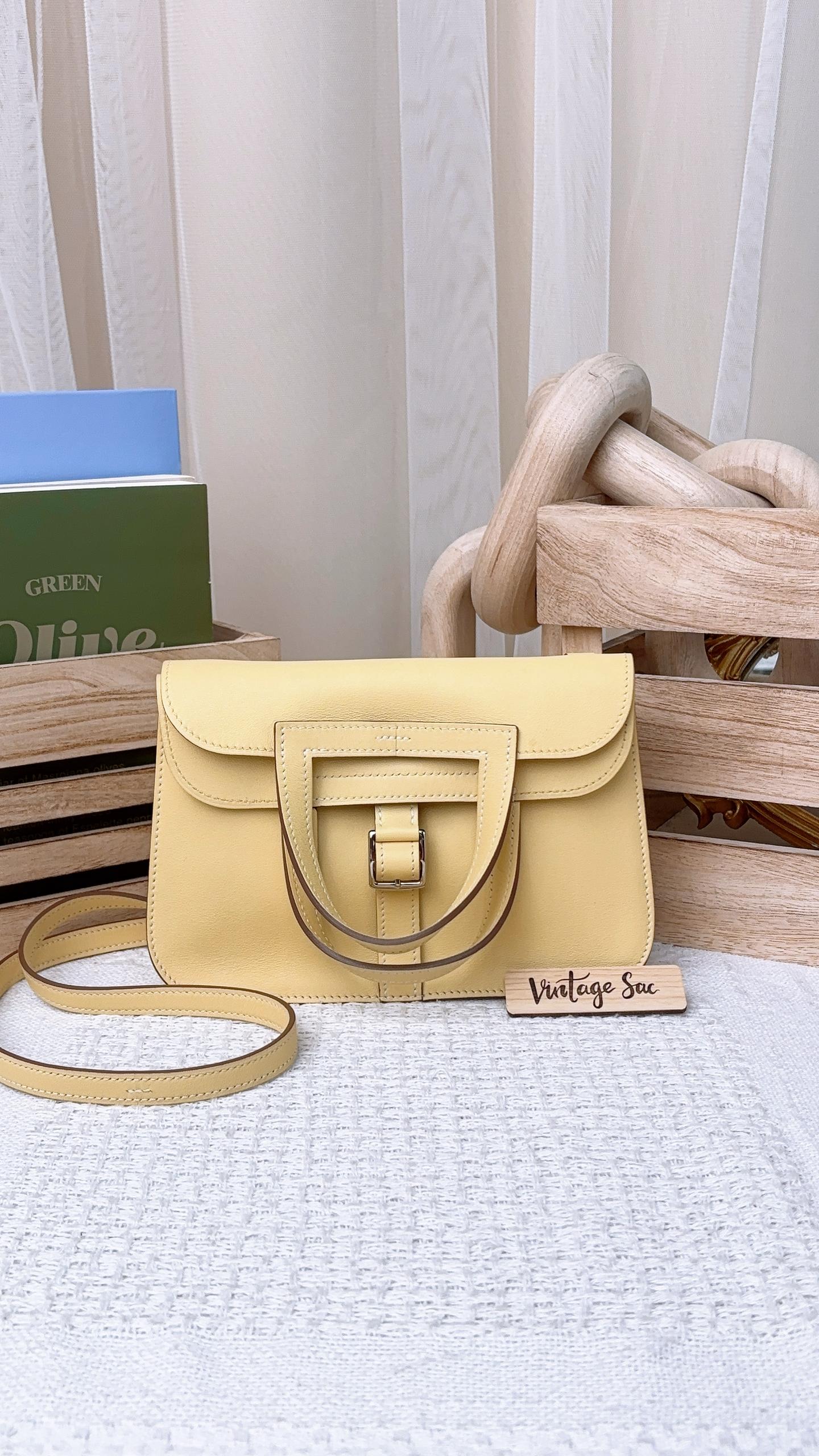 Hermes Jaune Poussin Mini Halzan PHW