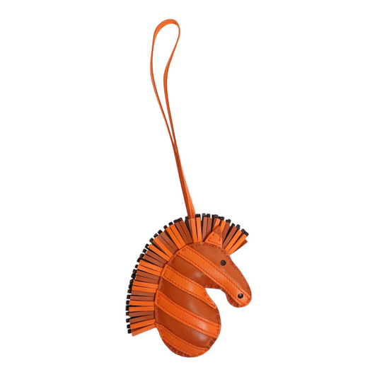 Hermes Gee Gee Savannah Bag Charm Orange Leather