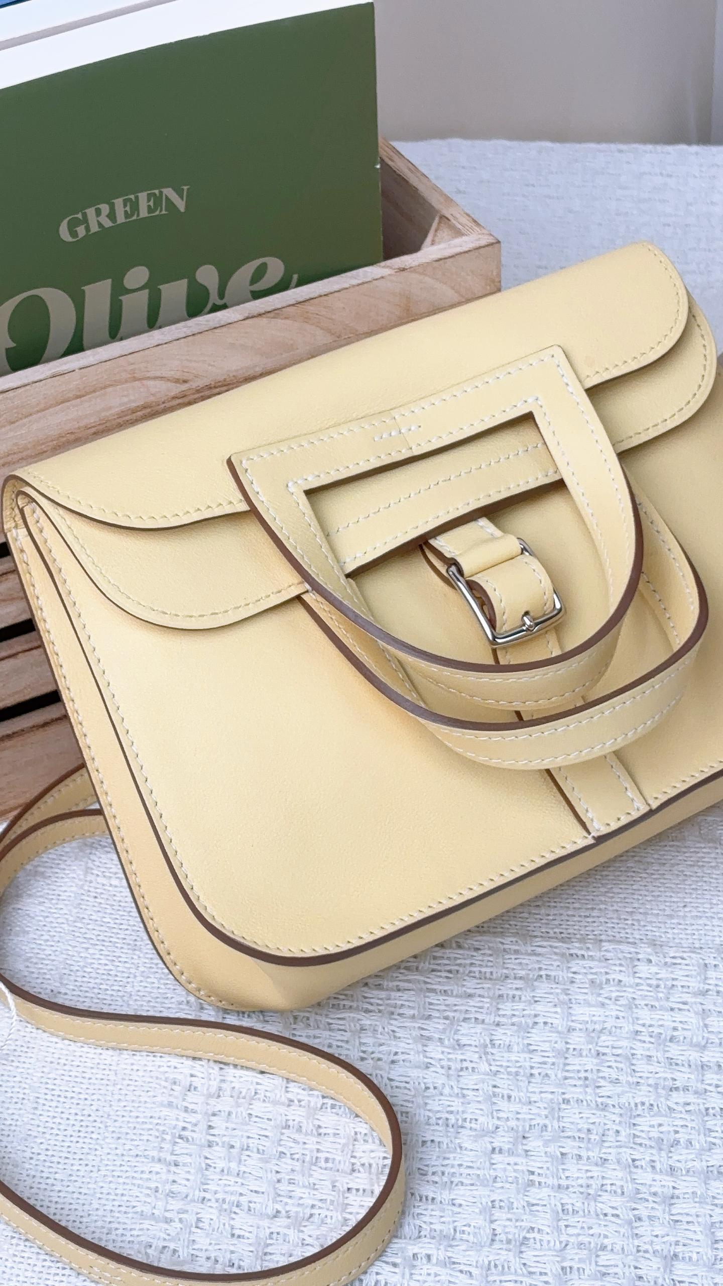 Hermes Jaune Poussin Mini Halzan PHW