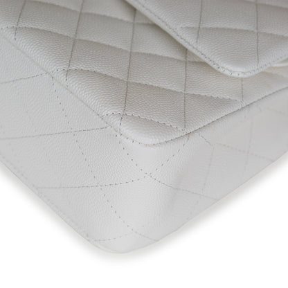 Classic Flap Bag - Small White Caviar