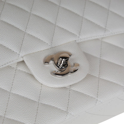 Classic Flap Bag - Small White Caviar