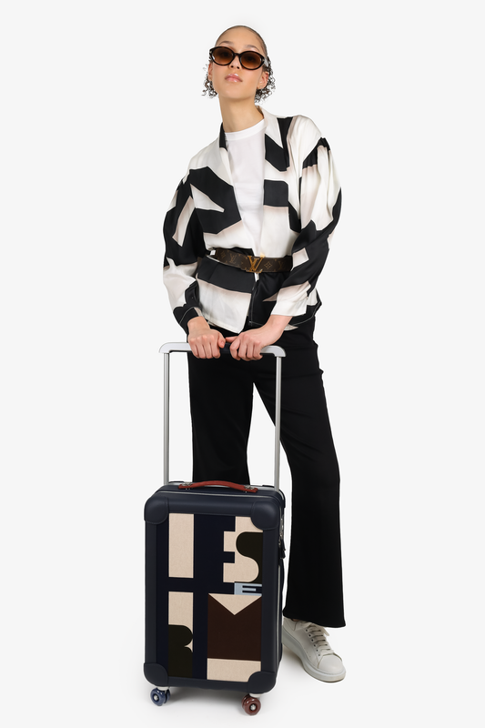 Hermes Indigo Taurillon Regate Leather and Canvas RMS Rolling Mobility Suitcase