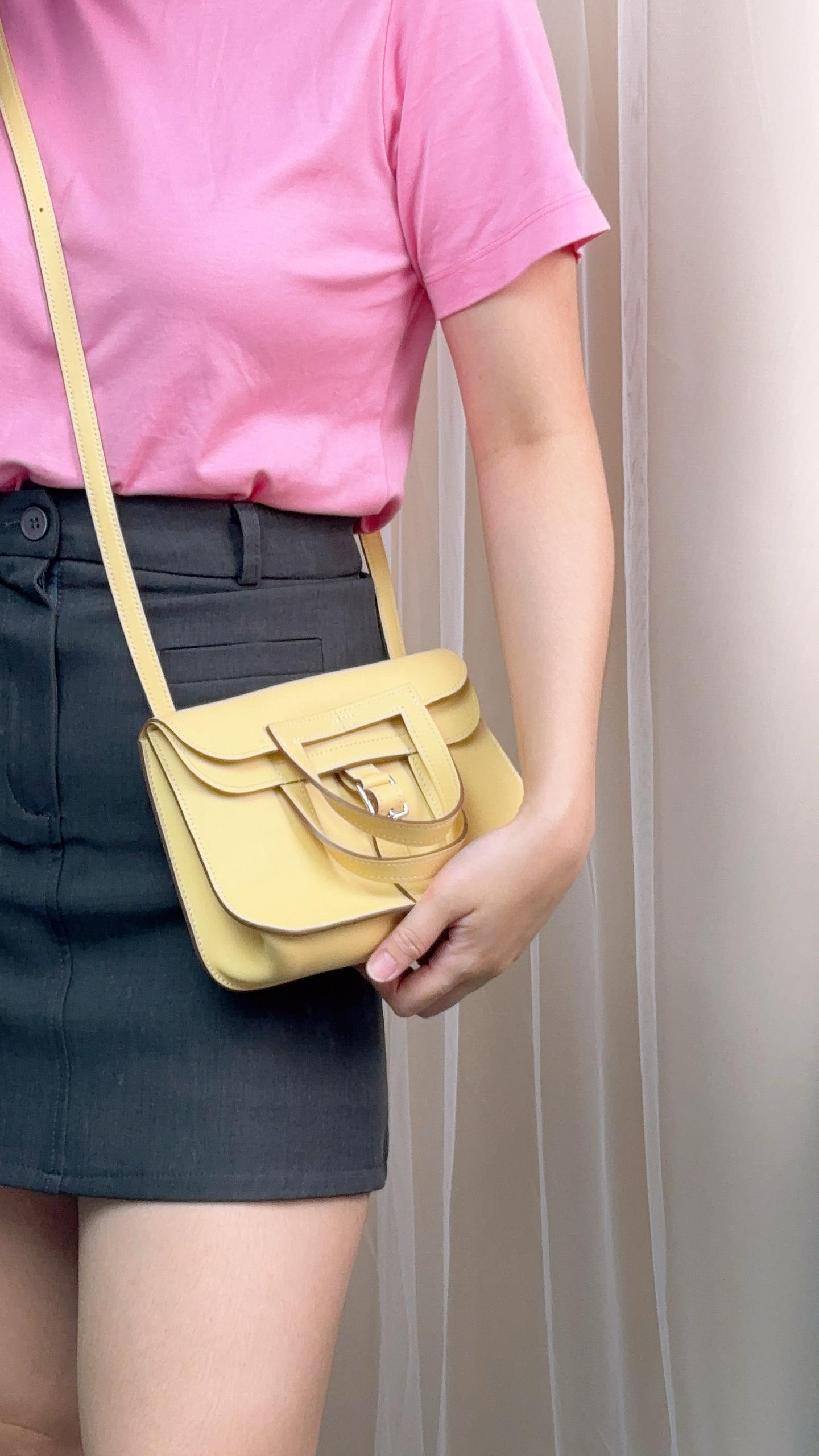 Hermes Jaune Poussin Mini Halzan PHW