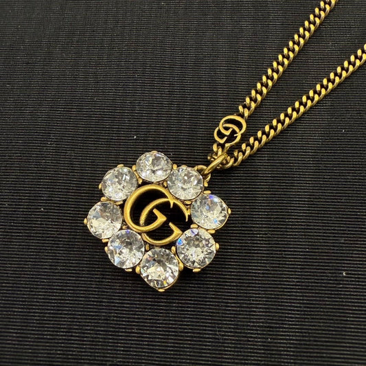 Gucci GG Marmont Rhinestone Necklace Gold 43-48cm