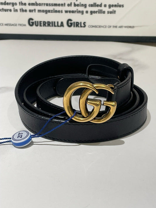 Gucci GG Black Leather Belt 90cm Style 13039