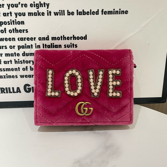 Gucci Velvet Pink Love Wallet Small