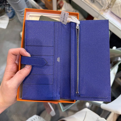 Hermes Kelly Long Wallet Blue Leather - Wallets