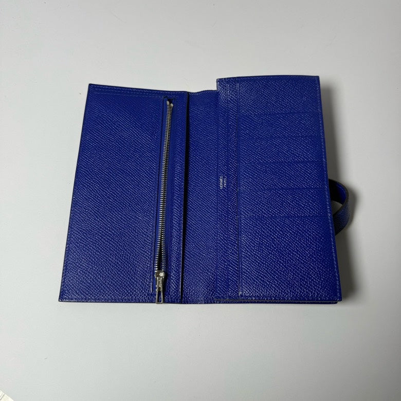 Hermes Kelly Long Wallet Blue Leather - Wallets
